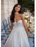 Ivory Glitter Lace Royal Wedding Dress With Removable Sleeves